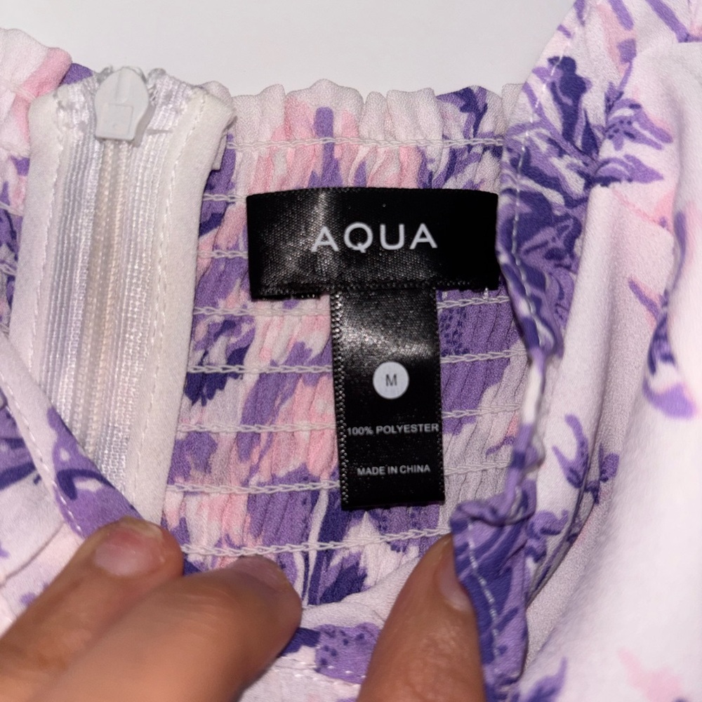 Aqua Purple and White Floral Dress - Picture 12 of 13